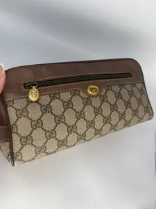 Pre-owned GUCCI Coated Canvas Toiletry Guccissima Supreme Zippered Pouch