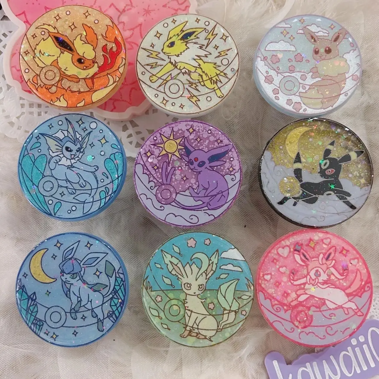 Anime Eeveelutions Phone Grip, Eevee Flareon Jolteon Vaporeon