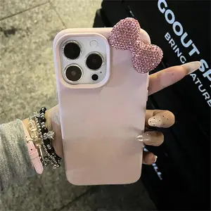Luxury Rhinestone Bow Litchi Pattern Leather Shockproof Phone Case For iPhone 16 15 14 13 12 11 17 Pro Max X XS 7 Plus Soft Case Cute Monkey Cartoon lurvia matte screen protector