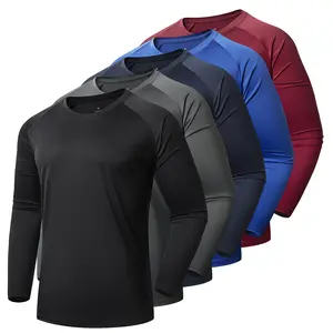 5 Pack Men's Long Sleeve Moisture Wicking Athletic Shirts Lightweight Quick Dry Athletic Gym Workout Shirts for Running