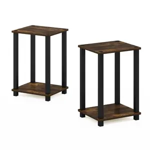 Modern Accent Table Set, 2-Piece Amber Pine 2-Tier Nightstands with Open Shelf Storage, Easy Assembly, Ideal for Bedrooms, Small Spaces