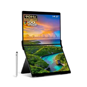 EHOMEWEI X2 Air extra Dual monitor 14.2“2.8K IPS 90Hz 400Nit 100% sRGB Full Metal Body with Kick Stand Ultra Slim, Stylus & Touch for Office, For Laptop PC Mac XBox Sitch2 PS Dual Speaker High-Definition Touchscreen