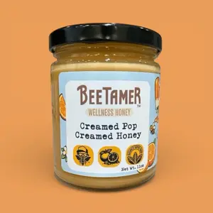 BeeTamer's Creamed Pop– Raw Creamed Honey with orange bold notes and creamy punch 11oz Healthy