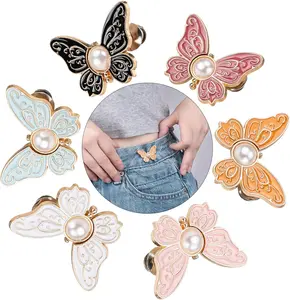 Adjustable Butterfly Waist Cincher for Women - Metal Button Pin Pant Tightener for Loose Jeans & Denim Skirts - No Sewing Tools Instant Decorative Buckle Detachable Pants Tighteners