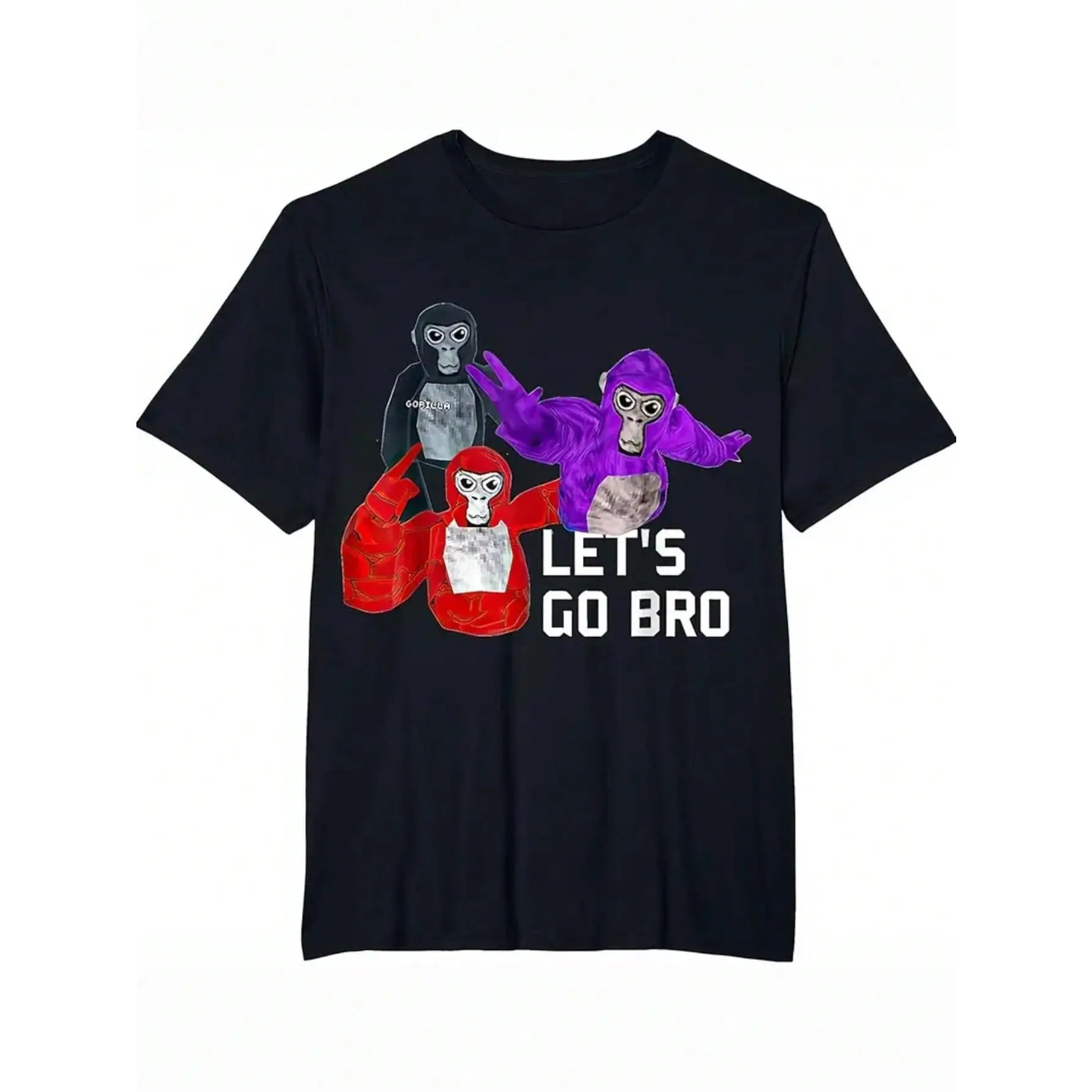 Kids' Gorilla Tag Letter Print T-Shirt in 100% Cotton, Breathable Streetwear Gamer Apparel for Boys 5 - 6 Years, All Seasons Wear, Machine Wash, Do Not Dry Clean, Regular Sleeve, Round