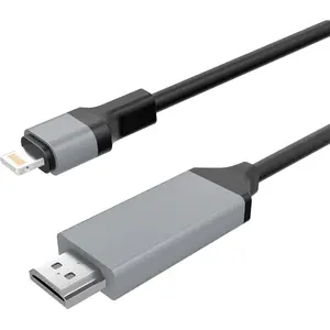 [Apple MFi Certified]Lightning to HDMI,Lightning to HDMI Adapter Cable 2K Lightning to Digital AV Adapter Sync Screen Converter for iPhone iPad iPod on TV Monitor Projector-6.6ft,Plug and Play (Black)