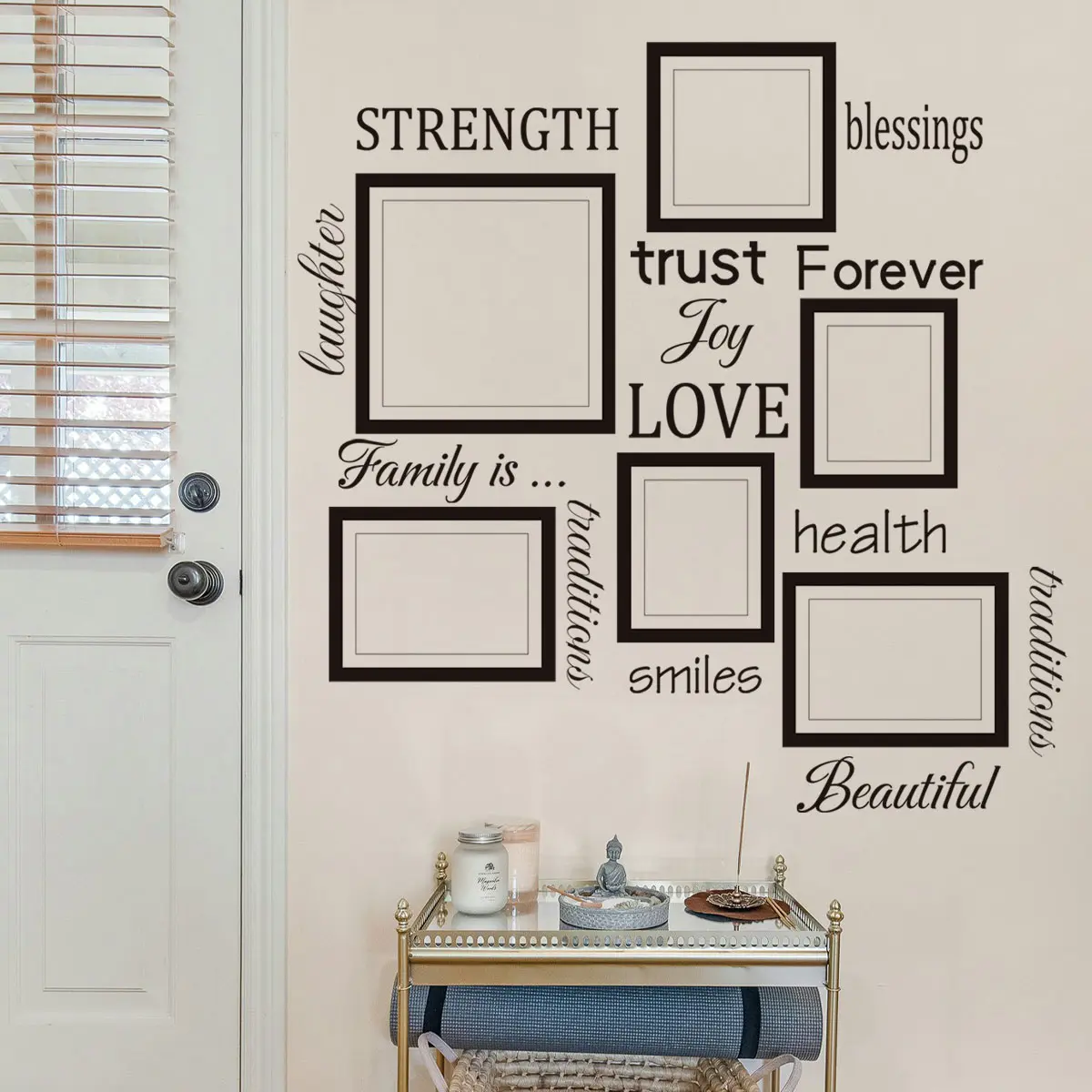 An English black square wall sticker for bedroom and living room background wall, home decoration sticker, Decorative Stickers, self-adhesive, Adhesive Stickers MS4480-ZC