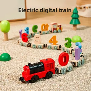 Magnetic Train & Wooden Number Blocks Educational Toys for Kids Boys Girls Baby Enlightenment Learning Assembly Educational Gift Preschool Math Counting Toys Montessori Learning Tools