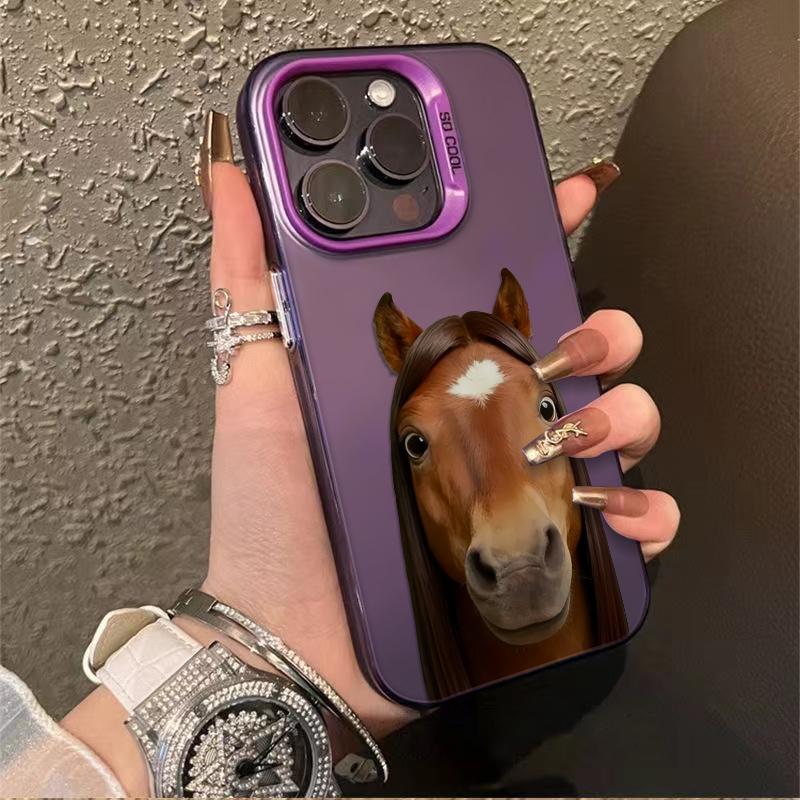 Hilarious Horse With Long Hair Print Phone Case Durable Hard Acrylic Back Case With An Anti-Yellowing Coating, Made From High-Quality Designed For Reliable Drop Protection For Your Phone For iPhone 17.16.15.14.13.12.11.X.XS.XSMAX.XR.8.7