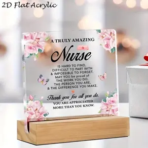 "A Truly Amazing Nurse" Acrylic Desk Decor - 2D Flat Floral Nurse Sign with Wooden Base, Nurse Appreciation Gift for RN, LPN, Nursing Student & Healthcare Worker outdoor home easter dad hone library desktop display bar cafe aluminium office military goth