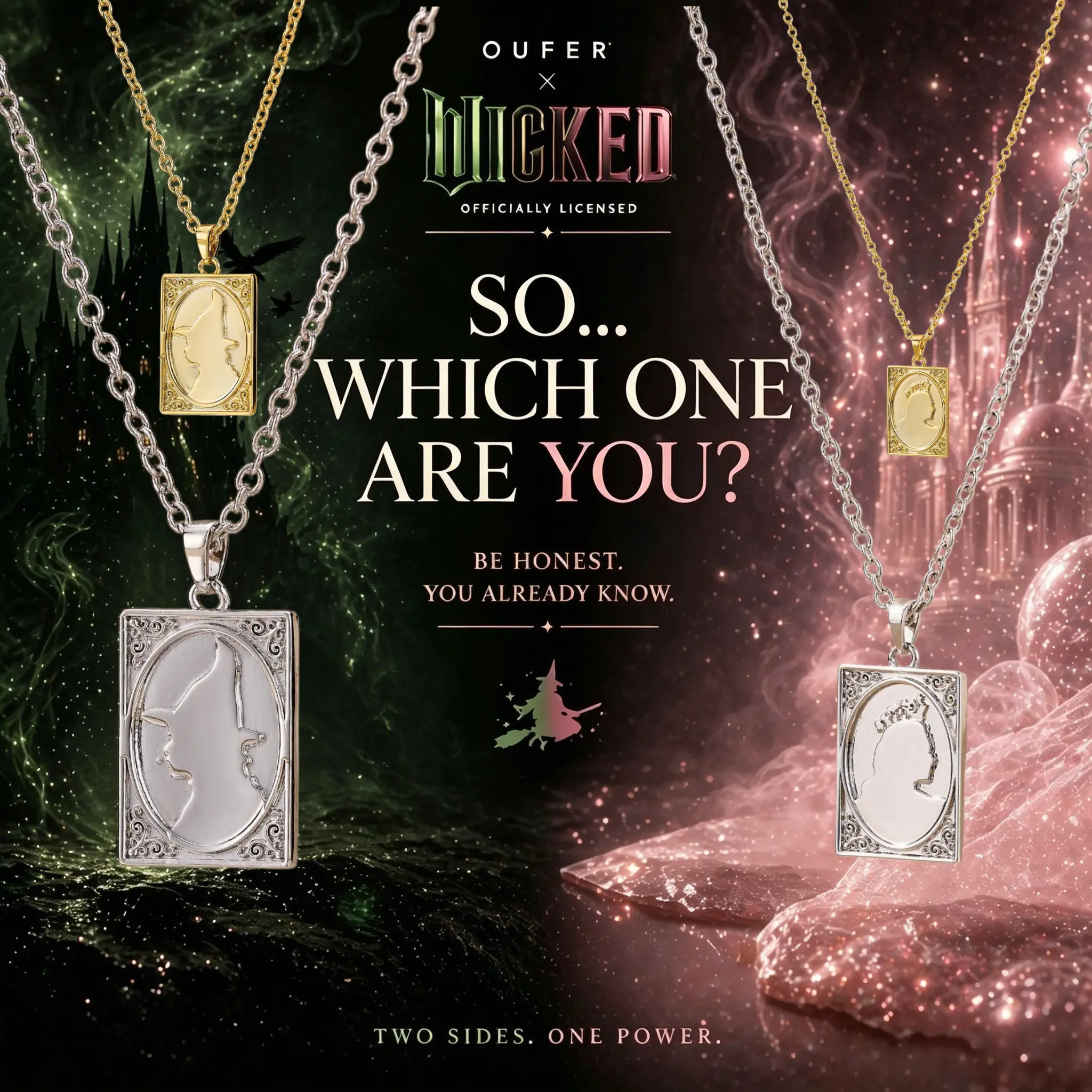 WICKEDXOUFER Elphaba Pendant Whole Piece 316L Stainless Steel Waterproof Necklace for Women BFF Neckalce