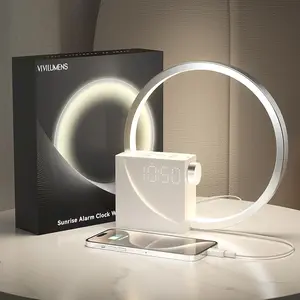 Sunrise Alarm Clock with 3 Wake Modes & Snooze – 360° Dimmable Night Light – 10 Soothing Sleep Sounds & Timer – Easy Control Knob – Aesthetic Gift for Bedroom & Relaxation Home Decor