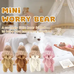 My Little Worry Bear, Pocket Hugs Plush with Greeting Card-Adorable Teddy Bear Gift for Weddings, Christmas, Thanksgiving, And New Year-Comforting Friendship Keepsake for Loved Ones, Plush Stuffed Animal