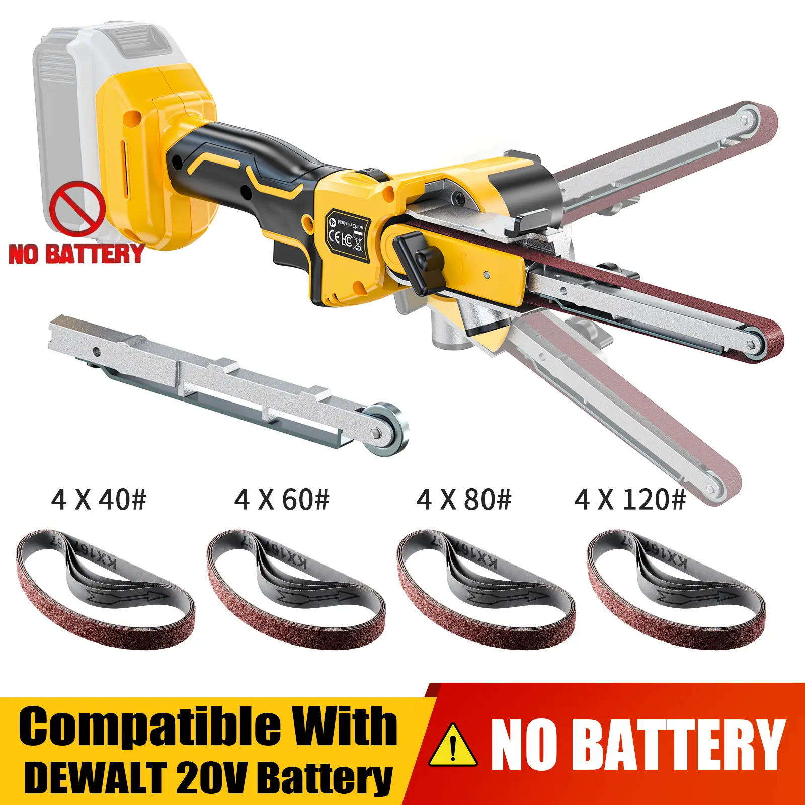 Ecarke Cordless Belt Sander Compatible with Dewalt Battery (Tool Only) 120° adjustable 16 PCS Belts 40-120 Grit 1/2"×18" 2100 FPM Brushless Detail Belt Sander for Metal Working, Wood, Plastic