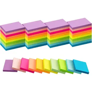 (50 Pads) Sticky Notes 1.5x2, 10 Colors Self Sticky Notes, Sticky Pads, Recyclable, Self-Stick Pads, Easy to Stick for Home, Office, Notebook