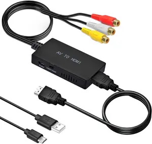 RCA to HDMI Converter,AV to HDMI Adapter,RCA to HDMI Composite Audio Video Converter Compatible with PS1, PS2, PS3, STB, , VHS, VCR,Black-Ray DVD Players