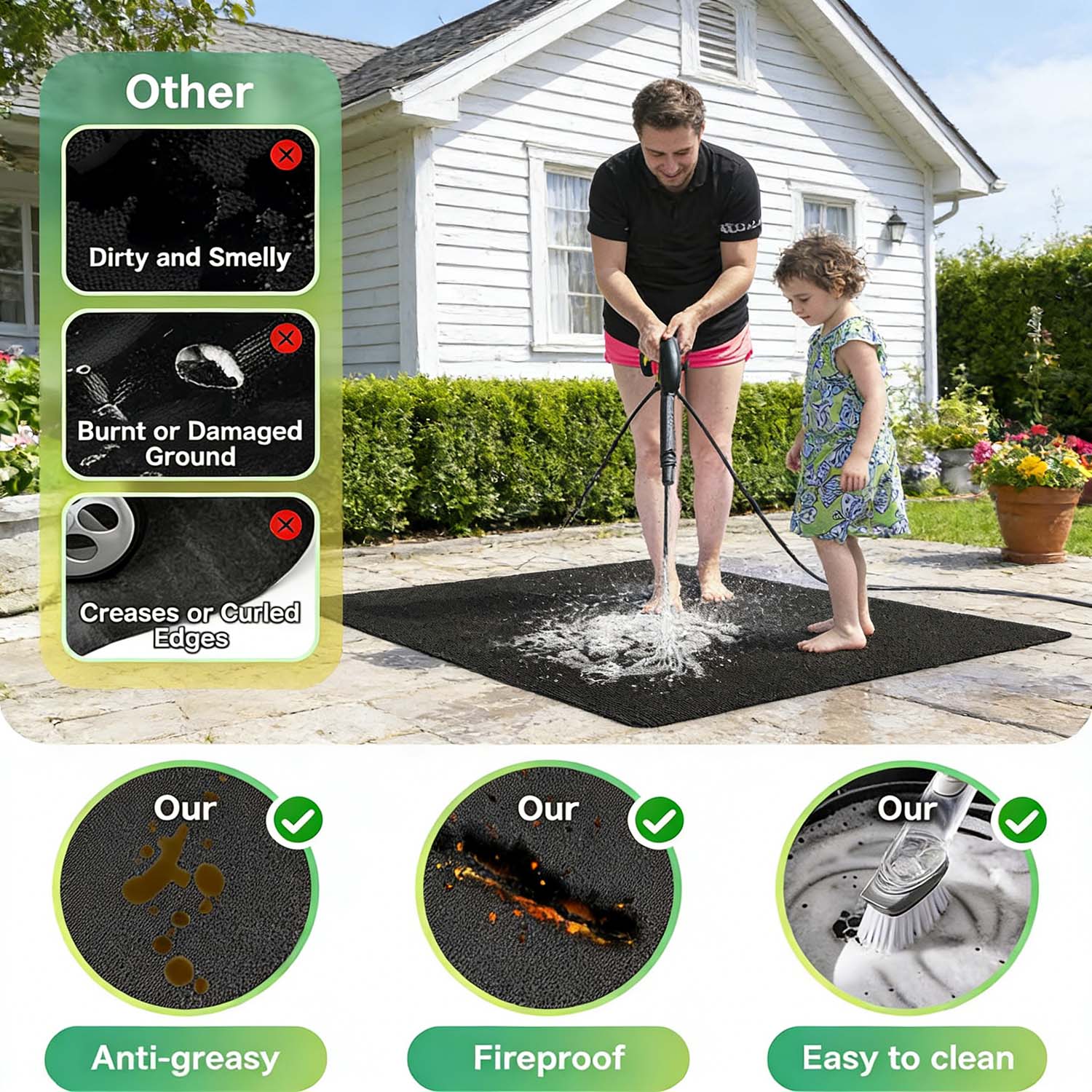 UBeesize 65 x 48 Inches Large Under Grill Mat, Double-Sided Fireproof Grill Pad, Waterproof Oil-Proof BBQ Floor Protector for Fire Pit, Indoor Fireplace, Deck and Patio