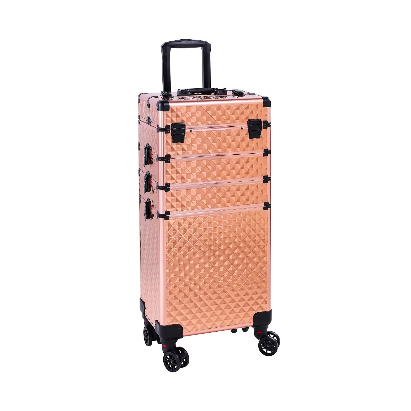 Rolling Makeup Case, Makeup Train Case with Lid, 4 in 1 Cosmetology Case on Wheels, Large Makeup Case Organizers, Profesional Cosmetic Case for Salon Barber