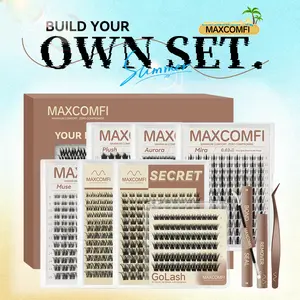 Limited-Time Deal | MaxComfi Pro DIY Lash Cluster's Set | Waterproof, Long-Lasting, Venus Velure Fairy Viva Flaunt Flora Secret Style Natural to Voluminous & Anime Lashes for Beginners & Pros