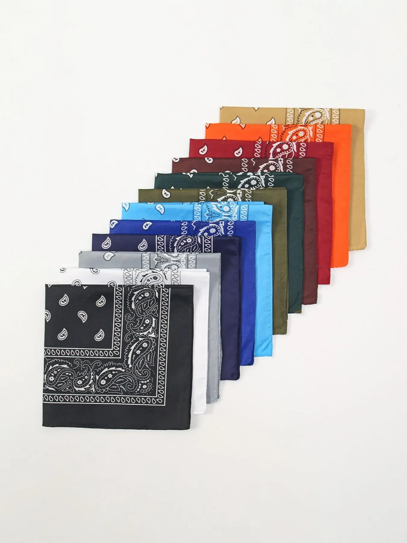 12pcs Unisex Asymmetrical Print Handkerchiefs, Versatile Neckwear for Daily Use, Perfect Gift for Holidays & Outdoor Activities