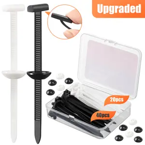 60Pcs Upgraded Nylon Universal Cable Tie Buckle 40 Black 20 White Heavy Duty Self Locking Zip Ties Holder UV Resistant Plastic Fasteners for Car Repairs Daily Use