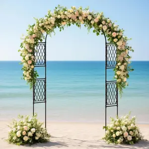 Garvee Metal Garden Arbor 220 x 149.9 cm, Arch Trellis for Climbing Plants, Weather-Resistant Decorative Wedding Arch, Sturdy Iron Frame, Black Garden Arch for Terrace, Lawn, Path, and Events