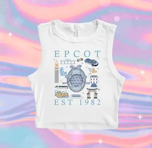 Epcot Bow Crop Tank, Spaceship Earth Ratatouille Baby Tee, 1982 Monorail Crop Tank, Cute Tomorrow Land Tee, Est 1982 Bows Girlie