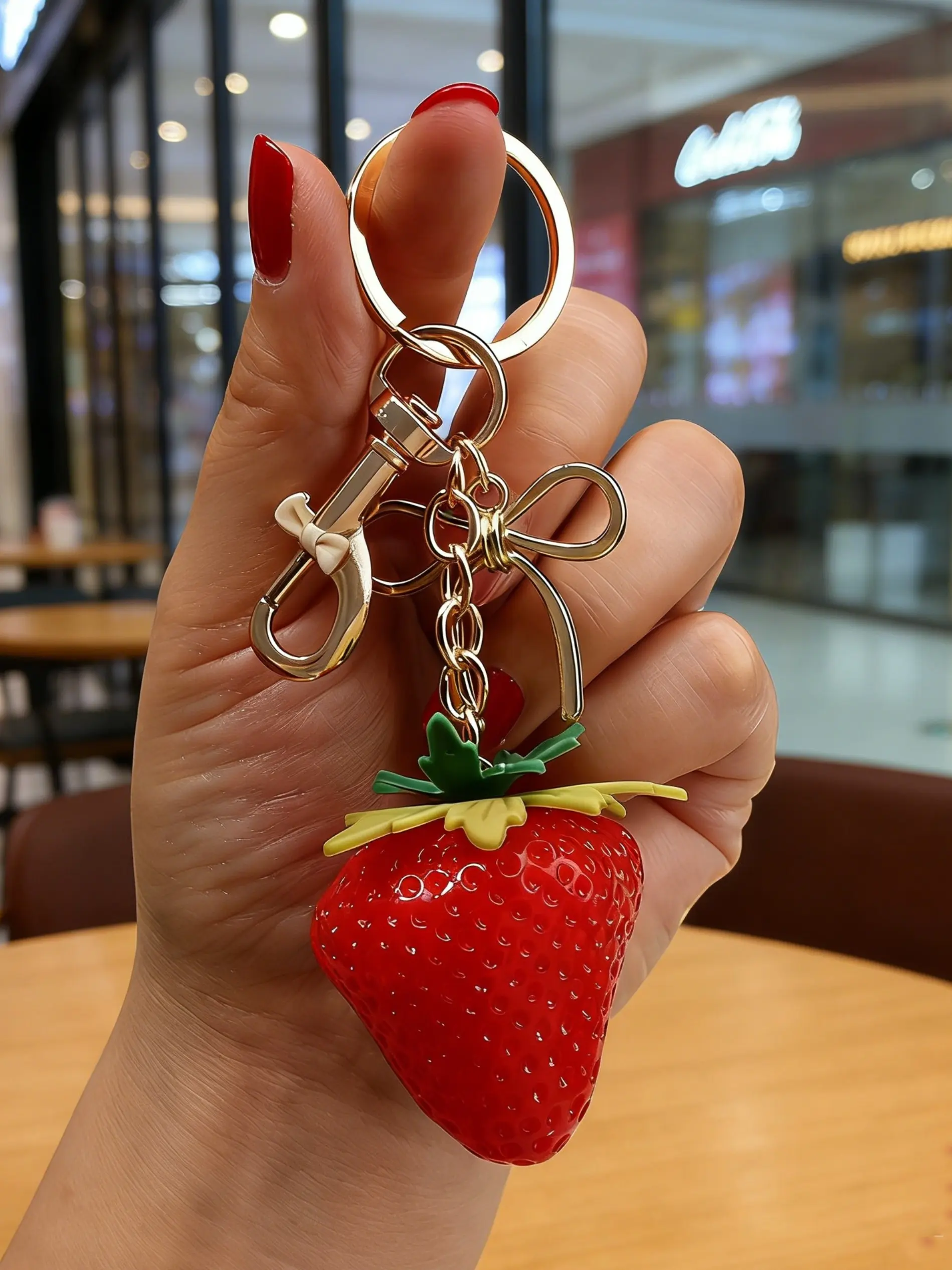 Strawberry Key Chain Resin Realistic Fruit Bag Charm, Casual Style Fruits Pattern, Perfect for Bags and Accessories, Keychain Charm, Key Charms
