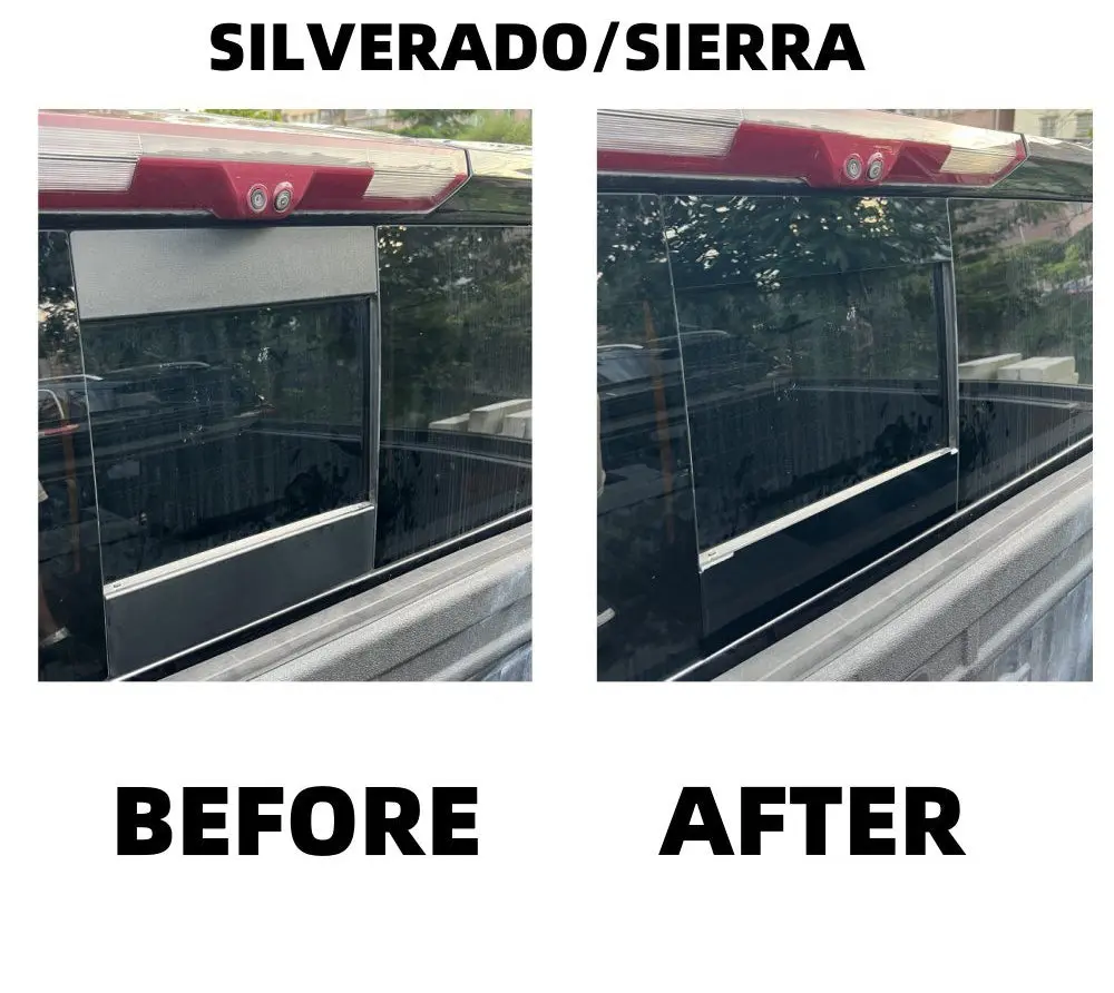 Rear Sliding Window Gloss Bezel Kit 2019-2026 Silverado/Sierra Rear Sliding Window Gloss Bezel Kit 2019-2026 Silverado/Sierra