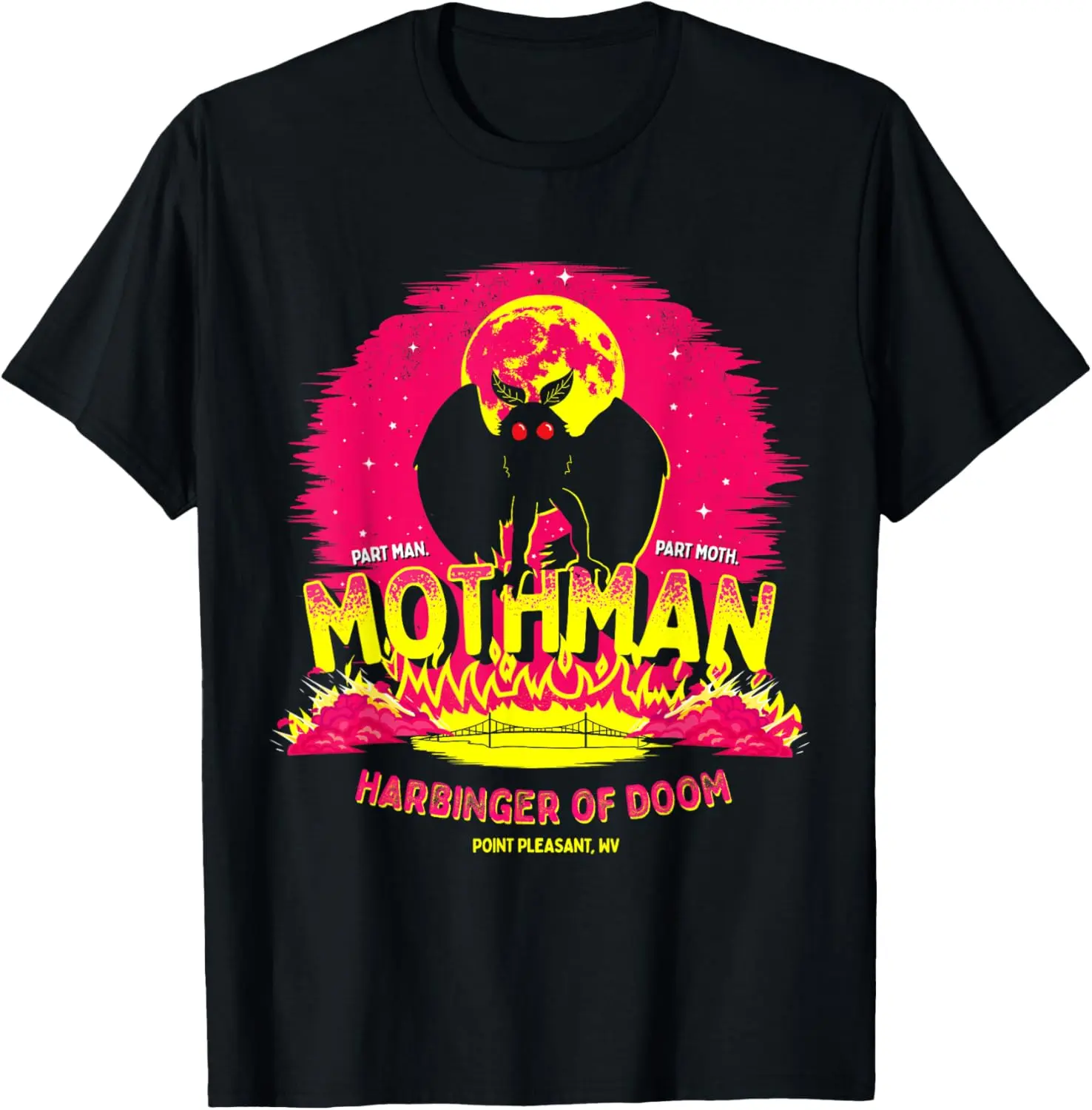 Men's Pure Cotton Round Neck Short-Sleeve Graphic T-Shirt, Mothman Harbinger of Doom Funny Cute Cryptid Creature Top - Casual, Natural, Fitness Apparel, Gift for Men