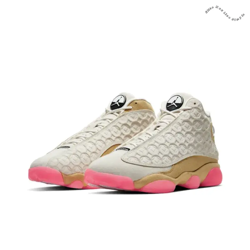 Cream and Tan High-Top Retro Sneakers with Suede Upper and Holographic Eye Detai