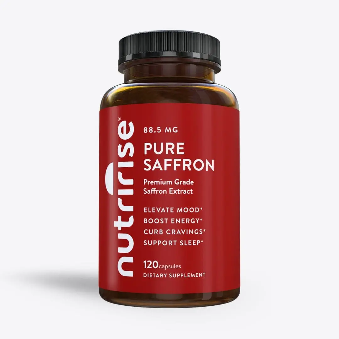 NutriRise Pure Saffron Supplement 88.5 mg – 120 Capsules – Clinically Studied Extract for Mood Energy Calm & Sleep Support Craving Control - Healthcare