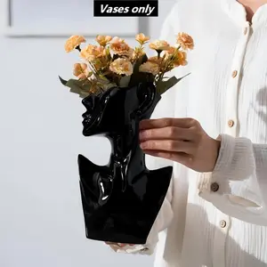 Creative Face Vase/earring Display Stand, Jewelry Mannequin Holder, Ceramic Art Vase, 9.2 Inches, Glossy Finish, Home Decor