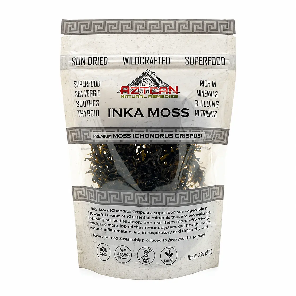 Aztecan Herbal Remedies Inka Moss Purple Irish Moss Chondrus Crispus Raw Wildcrafted 2 oz Sun-Dried Flavorful Superfood - Salt
