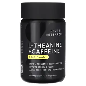 Sports Research L-Theanine & Caffeine, 2-in-1 Formula, 60 Softgels