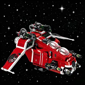 1369pcs Interstellar Raider Warship Diy Building Model, Dual Transparent Cockpit, Mechanical Structure, Movie Collectible, Desktop Decoration, Building Block Sets, Miniature Set