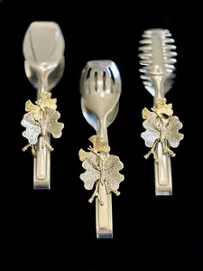 Serve in Style Luxury Butterfly Handle Serving Tongs Set of 3 for PartyReady TableGoals KitchenInspo HomeDecorGoals PartyEssentials Utensils - Kitchenware Elegant Design
