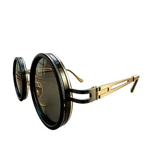 Men's Adjustable Polarized Circular Sunglasses - 70s Retro Steampunk, Aesthetic, Anti-Ultraviolet, Durable Metal Frame, Trendy Summer Accessory, Ideal Gift, 70S Men's Sunglasses