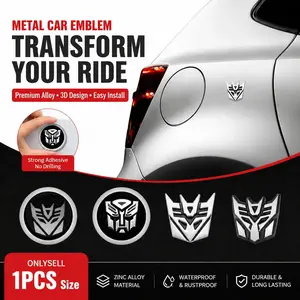 1Pc Car 3D Car Stickers Autobots and Decepticons Transformer Badge Decepticon Emblem Tail Decal Cool Autobots Car Styling Car Accessories Automotive E*terior Decoration and Personalized Ride Look