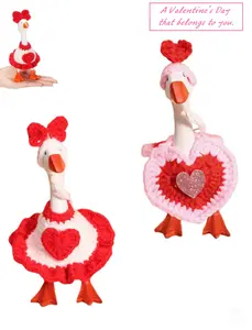 Valentine's Day Goose Outfit - 7 Inch Heart-Themed Mini Porch Geese Costume for School Classroom Cement Decor (Statue Not Included)