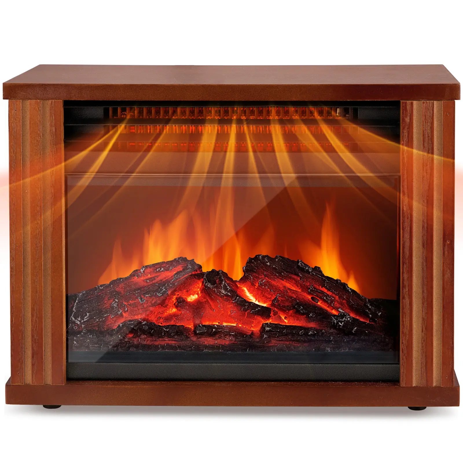Electric Fireplace Heater, Portable Wood Fireplace Stove with 3D Realistic Dancing Flame Effect, Tabletop Fireplace Space Heater Overheat Protection for Indoor Use Bedroom Office,1500W fireplace heater flame electric