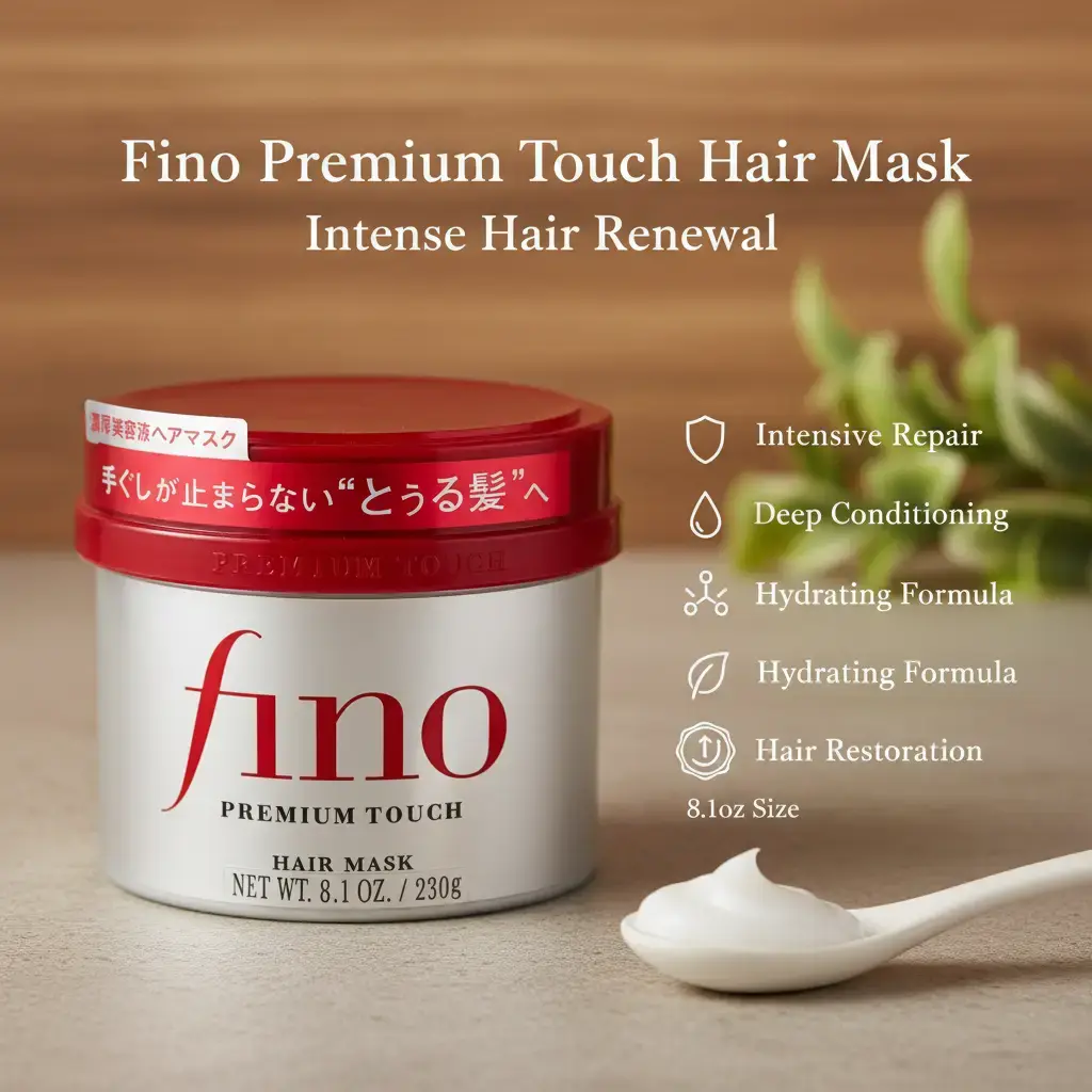 Fino Premium Touch Hair Mask, an Intensive Hydrating Japanese Treatment with Royal Jelly Extract for Dry, Damaged Hair, Creates a Silky Finish - Beauty Product, 8.1 oz, Moisturizer, Haircare, Restore, Smooth, Repair, Nourishing, Hydration Boost, Dyeing Ha
