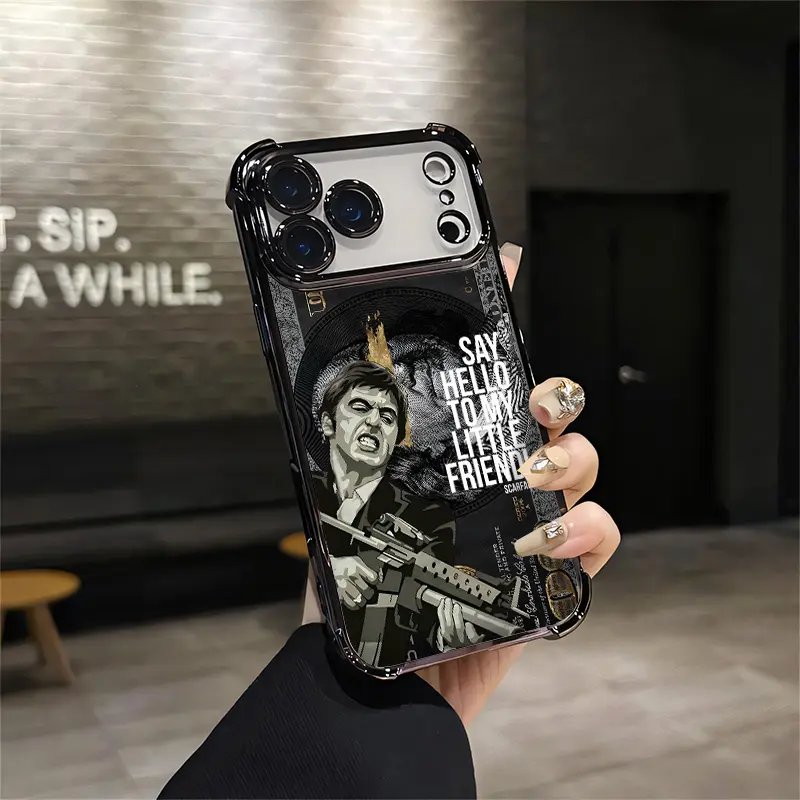 Tony Montana Scarface Scarface "Say Hello to My Little Friend" For iphone 17 16 15 14 13 12 11 X XS PRO PLUS MAX AIR Four CornersAnti-Fall Transparent Casual Soft Silicone PhoneCases Perfect Gift wild pattern high-end fashion Q51