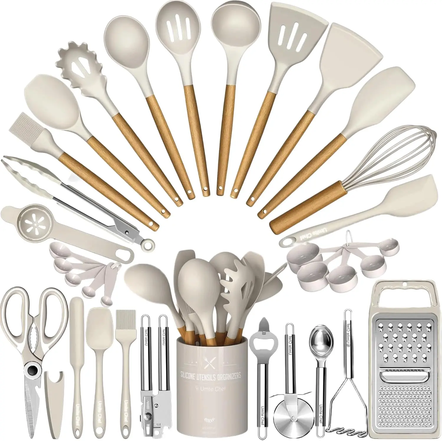 [Limited Time + Deal] Upgrade your kitchen with this 34PCS thickened silicone utensil set by Umite Chef. Heat resistant, BPA-free, and safe for nonstick cookware. Durable design with grater and essential tools for everyday cooking.
