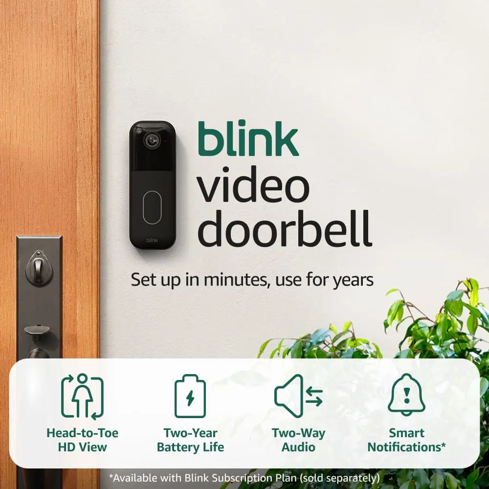Video Doorbell – Head-to-toe HD view, two-year battery life, and simple setup. Sync Module Core included – System (Black)