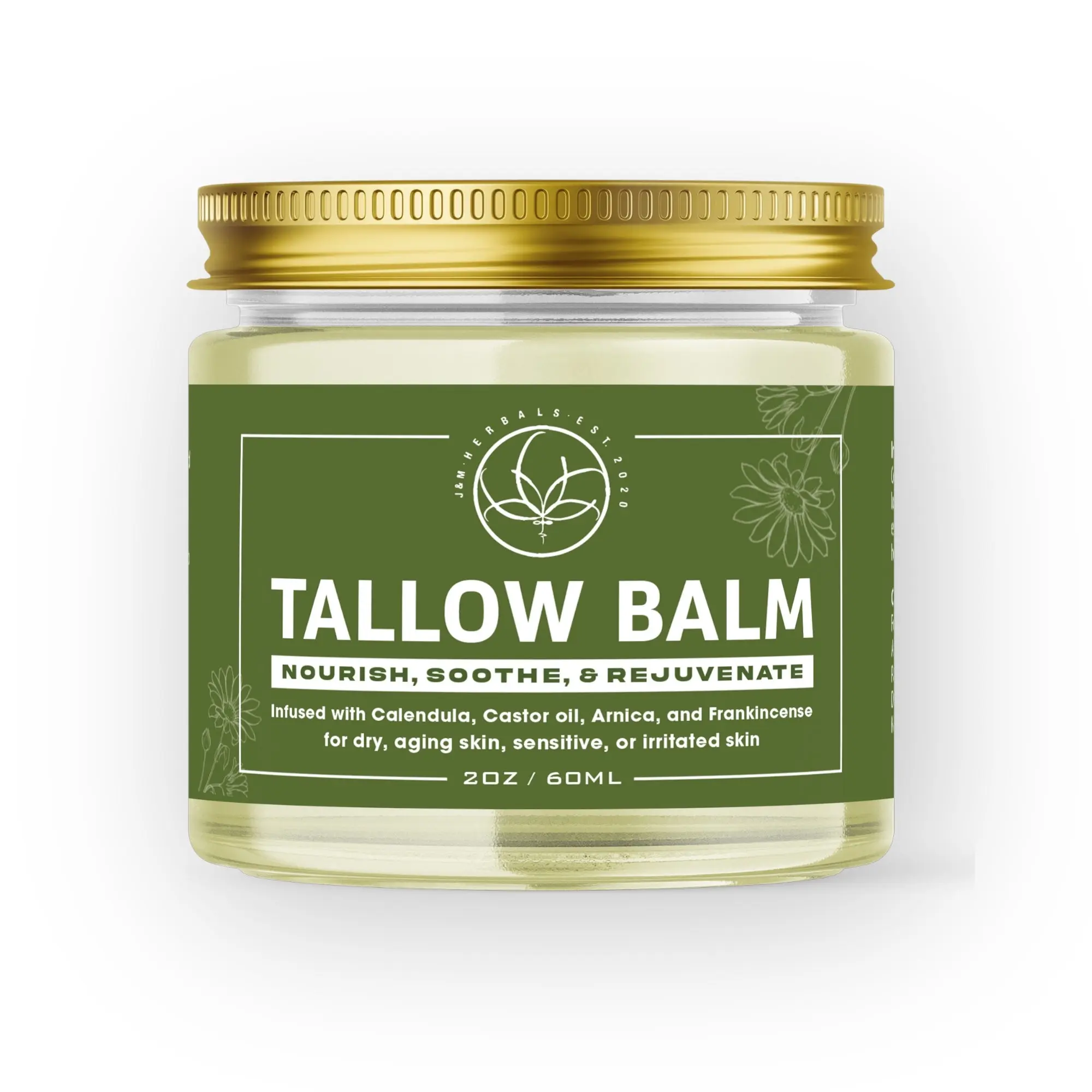 Organic Beef Tallow Balm Body Moisturizer - Body Care with Calendula, Arnica, Castor Oil, Frankincense, Olive Oil, Beeswax & Vitamins - Soothing, Skin Repair, Moisture Boost, Radiant Complexion (Beef Tallow for Skin)