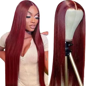 BGMgirl Hair 99J Burgundy Straight 6*4 Wear Go 180% Density Pre Plucked Pre Cut Glueless Lace Closure Wig Human Virgin Hair Wig TikTokShopBlackFriday