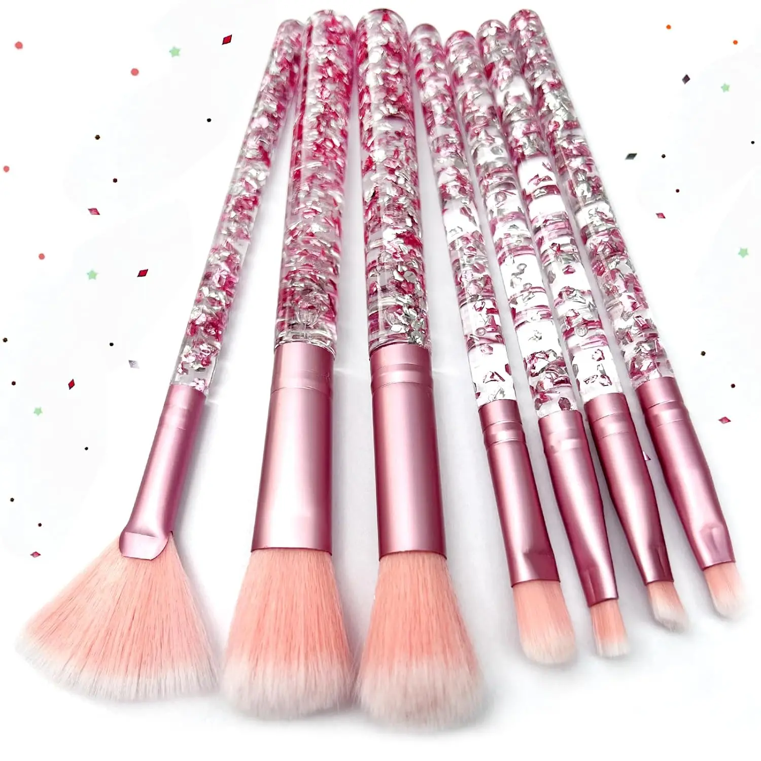 7PCS Pink Unicorn Aesthetic Makeup Brushes Set - Multi-Purpose Colorful Makeup Set for Blush, Lip, Foundation, Eyebrow, Loose Powder & Eyeshadow, Glitter-Enhanced Creative Gift, Eyeshadow Brushes Set
