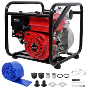 Gas Engine Powered Water Pump 3" inlet&outlet,  Flow:264Gpm , 7HP Engine 212CC, EPA Certificated,  3in NPT Connector, with 25FT Flat Hose outlet