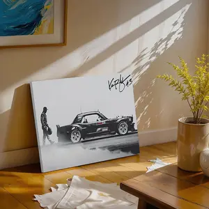 Ken Block Autographed Car Poster - Dynamic Racing Scene Canvas Wall Art, with Autograph, Black Sports Car and Driver, Suitable for Home, Office, Garage - The Perfect Gift for Car Enthusiasts and Racing Fans, Car Decoration.
